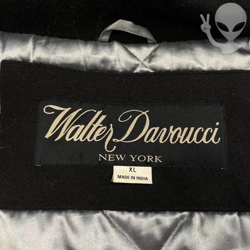 Vtg Walter Davoucci NYC Wool Quilted Coat XL Black 90s Hip Hop Silver Lining - Picture 7 of 8